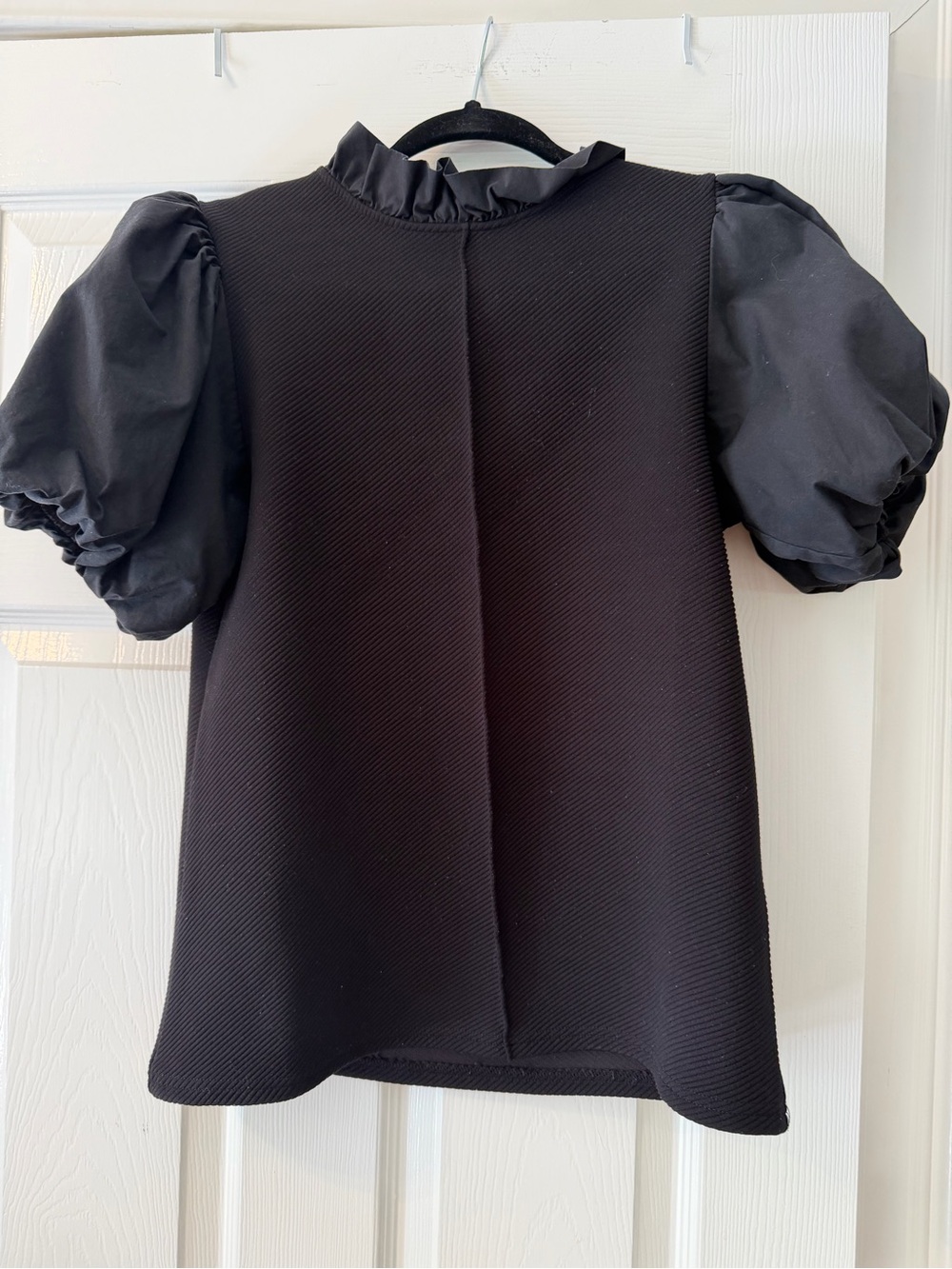 THML Black Puff Sleeve Mock Neck Top